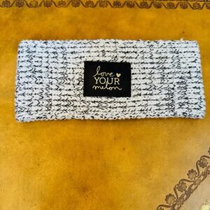 Love Your Melon Black Speckled Knit Cotton USA Made Ear Warmer Headband NEW